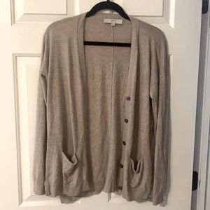 Tan LOFT cardigan sweater